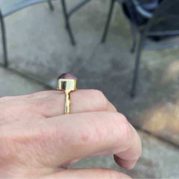 Golden Ring With Purple Stone - Size 7 - Picture 9 of 10